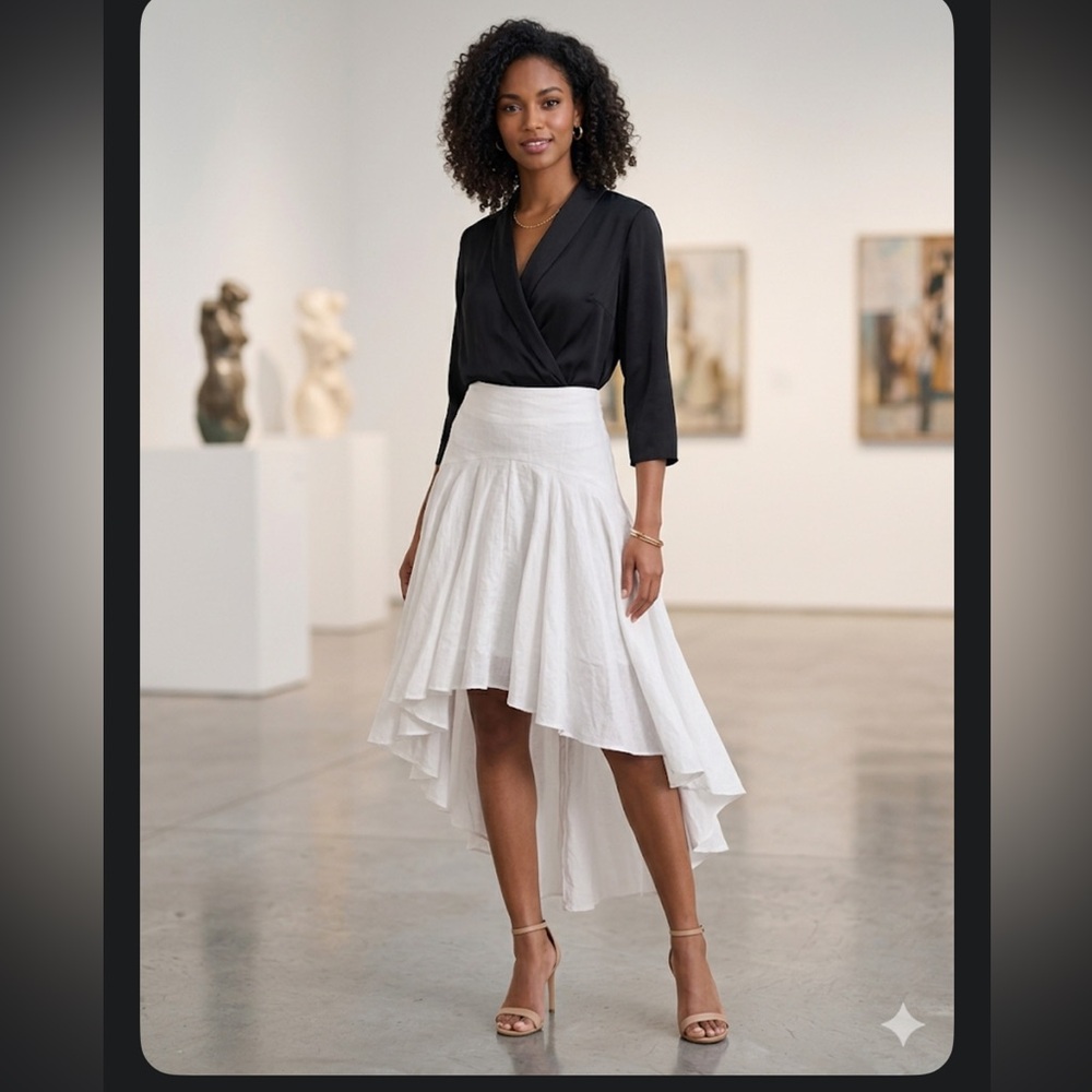 Vanessa Riley Chic White High-Low Skirt